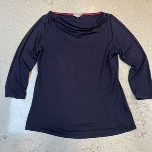 Boden cowl neck top, blue, light wool blend, size 10